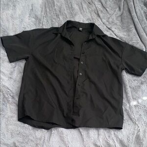 SHEIN Black Short Sleeve Button Down Shirt